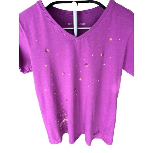 Life Is Good Women’s T-shirt Pink Lightning Bugs - Picture 1 of 11